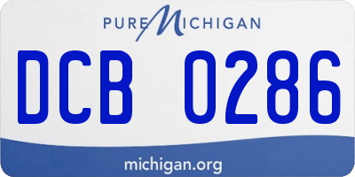 MI license plate DCB0286