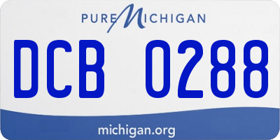 MI license plate DCB0288