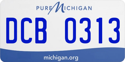 MI license plate DCB0313