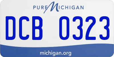 MI license plate DCB0323