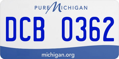MI license plate DCB0362