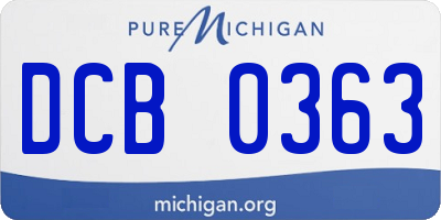 MI license plate DCB0363