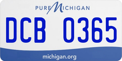 MI license plate DCB0365