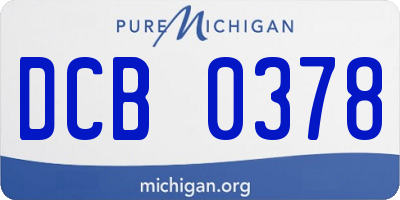 MI license plate DCB0378