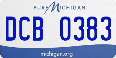 MI license plate DCB0383
