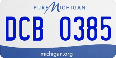 MI license plate DCB0385