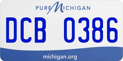 MI license plate DCB0386