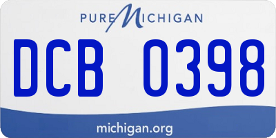MI license plate DCB0398