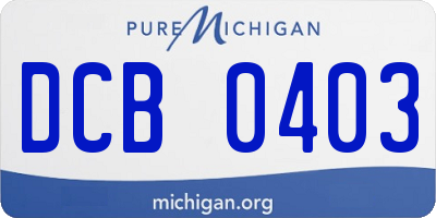 MI license plate DCB0403