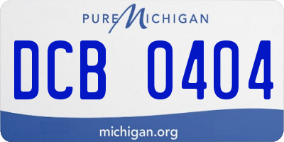 MI license plate DCB0404
