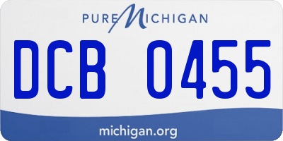MI license plate DCB0455