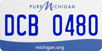 MI license plate DCB0480