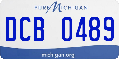 MI license plate DCB0489