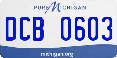 MI license plate DCB0603