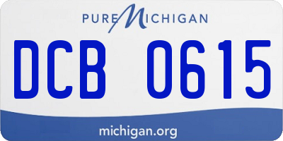 MI license plate DCB0615