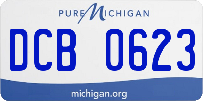 MI license plate DCB0623