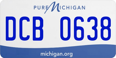 MI license plate DCB0638
