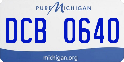 MI license plate DCB0640