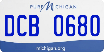 MI license plate DCB0680