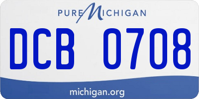 MI license plate DCB0708