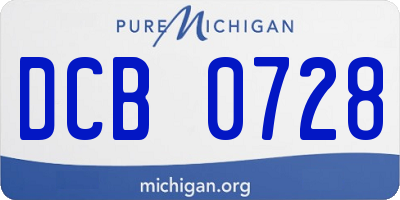 MI license plate DCB0728