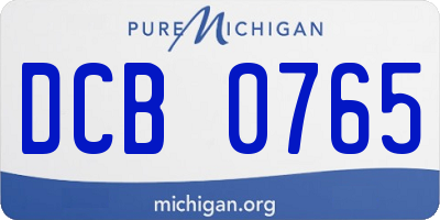 MI license plate DCB0765