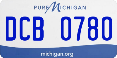MI license plate DCB0780