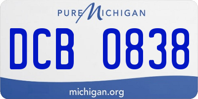 MI license plate DCB0838