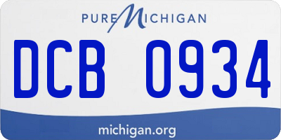 MI license plate DCB0934