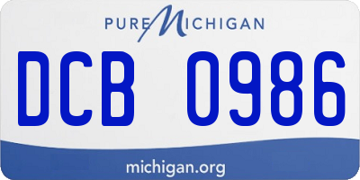 MI license plate DCB0986