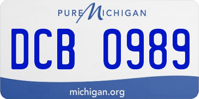 MI license plate DCB0989