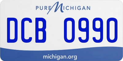 MI license plate DCB0990