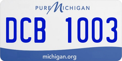 MI license plate DCB1003