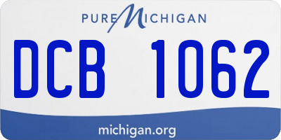 MI license plate DCB1062