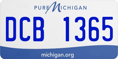 MI license plate DCB1365