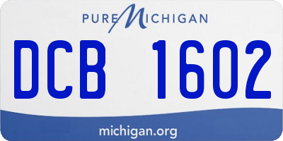 MI license plate DCB1602