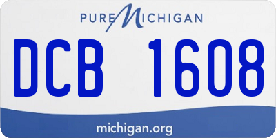 MI license plate DCB1608