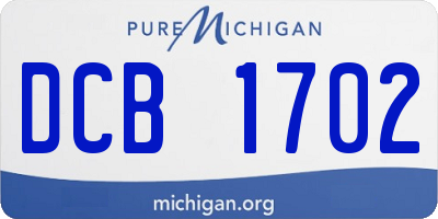 MI license plate DCB1702