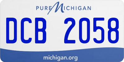 MI license plate DCB2058