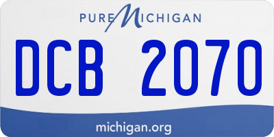 MI license plate DCB2070