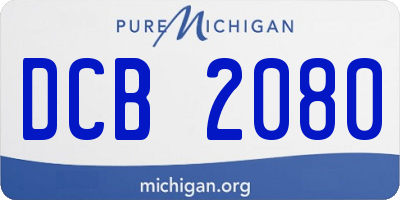 MI license plate DCB2080