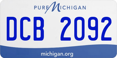 MI license plate DCB2092