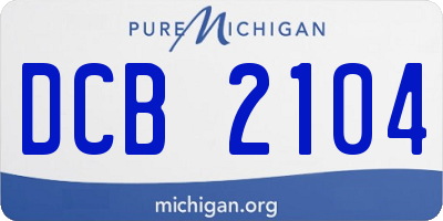 MI license plate DCB2104