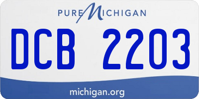 MI license plate DCB2203