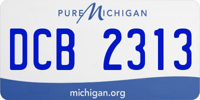 MI license plate DCB2313