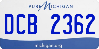 MI license plate DCB2362