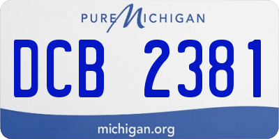 MI license plate DCB2381