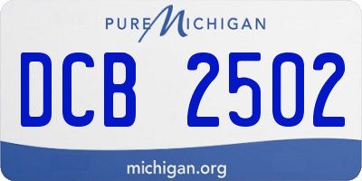 MI license plate DCB2502