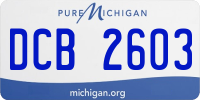 MI license plate DCB2603