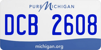 MI license plate DCB2608